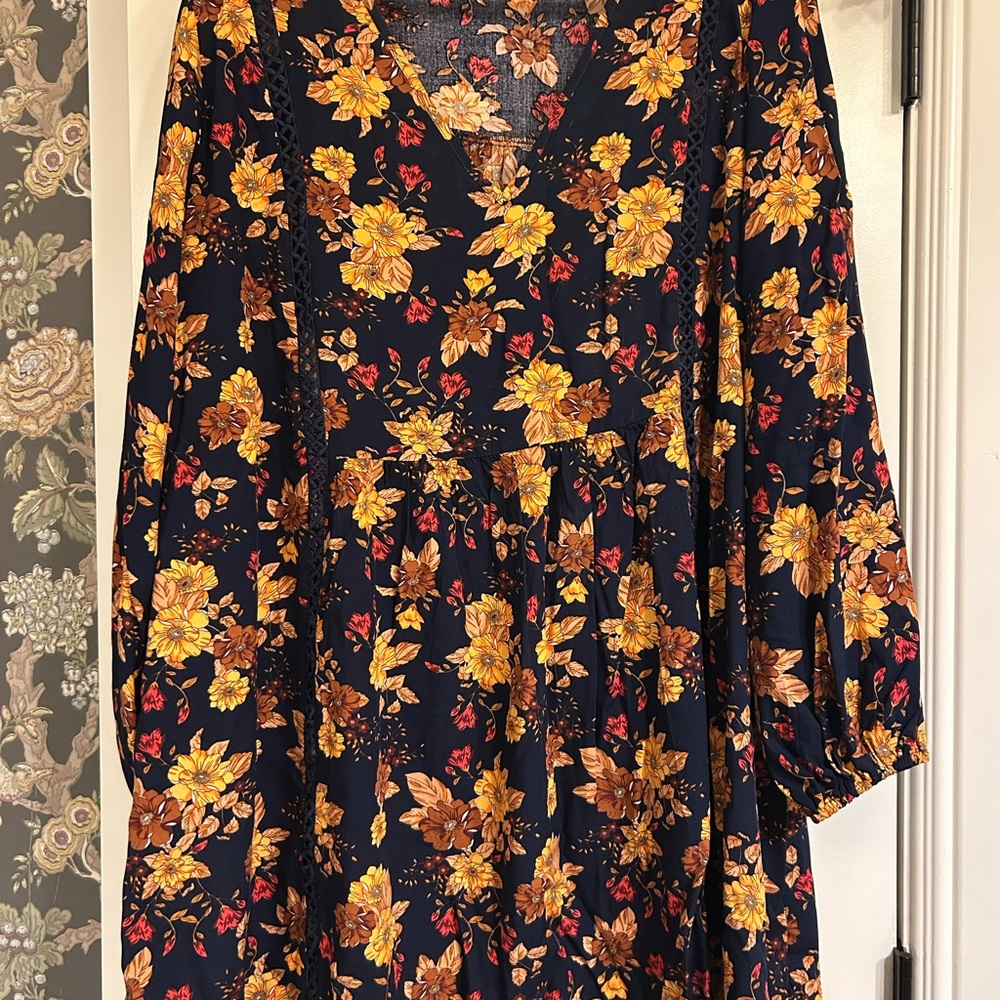 Fall Floral Print Women's Dress